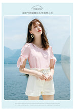 Load image into Gallery viewer, 2019 Summer new boutique women's round collar pullover pure color shirt sweet hundred snow sweater 56709