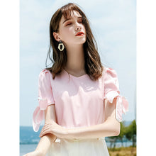 Load image into Gallery viewer, 2019 Summer new boutique women's round collar pullover pure color shirt sweet hundred snow sweater 56709