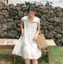 Load image into Gallery viewer, New Navy Collar Sleeveless Dress Summer Skirt for Female Student College