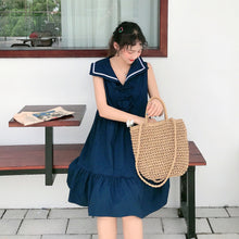 Load image into Gallery viewer, New Navy Collar Sleeveless Dress Summer Skirt for Female Student College