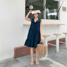 Load image into Gallery viewer, New Navy Collar Sleeveless Dress Summer Skirt for Female Student College