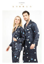 Load image into Gallery viewer, Star Lovers 100% Silk Satin Pyjamas Men's Spring/Summer Fashion Two-piece Home Wear