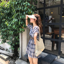 Load image into Gallery viewer, New Women's Chequered Casual Dresses Shorts V-neck Pants for Belt 8839