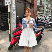 Load image into Gallery viewer, 2019 new ladies striped T-shirt+black strap wide leg shorts two-piece 8850