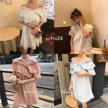 Load image into Gallery viewer, 2019 new women's bright shoulder dress changeable fairy waist slim temperament skirt