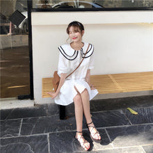Load image into Gallery viewer, 2019 Korean version of the new women's doll collar loose slim ruffled dress
