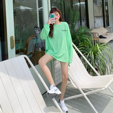 Load image into Gallery viewer, Korean version of the new women's wear micro-transparent 100-letter pattern printed long-sleeved sunscreen women