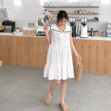 Load image into Gallery viewer, New Navy Collar Sleeveless Dress Summer Skirt for Female Student College