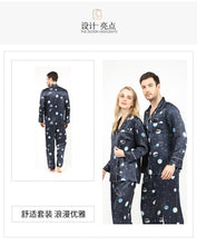 Load image into Gallery viewer, Star Lovers 100% Silk Satin Pyjamas Men's Spring/Summer Fashion Two-piece Home Wear