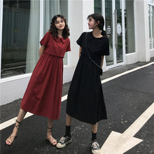 Load image into Gallery viewer, 2019 Korean version of the new women's retro student loose doll shirt long A dress 2015