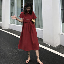Load image into Gallery viewer, 2019 Korean version of the new women's retro student loose doll shirt long A dress 2015