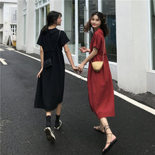Load image into Gallery viewer, 2019 Korean version of the new women's retro student loose doll shirt long A dress 2015