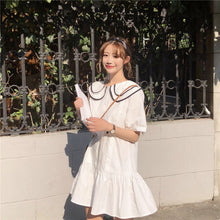 Load image into Gallery viewer, 2019 Korean version of the new women's doll collar loose slim ruffled dress