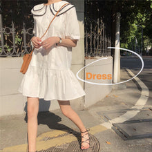 Load image into Gallery viewer, 2019 Korean version of the new women's doll collar loose slim ruffled dress