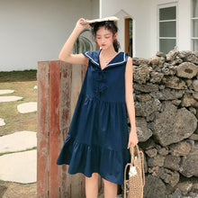 Load image into Gallery viewer, New Navy Collar Sleeveless Dress Summer Skirt for Female Student College