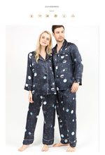 Load image into Gallery viewer, Star Lovers 100% Silk Satin Pyjamas Men's Spring/Summer Fashion Two-piece Home Wear