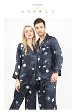 Load image into Gallery viewer, Star Lovers 100% Silk Satin Pyjamas Men's Spring/Summer Fashion Two-piece Home Wear
