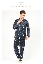 Load image into Gallery viewer, Star Lovers 100% Silk Satin Pyjamas Men's Spring/Summer Fashion Two-piece Home Wear