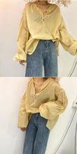 Load image into Gallery viewer, Summer 2019 sweet temperament Korean pullover V-neck loose blouse factory wholesale 3607