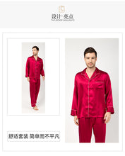 Load image into Gallery viewer, Cross-border pajamas for men two sets of couple pajamas 100% mulberry silk household clothing factory direct wholesale