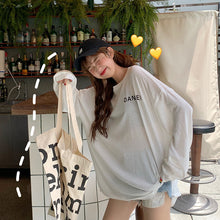 Load image into Gallery viewer, Korean version of the new women's wear micro-transparent 100-letter pattern printed long-sleeved sunscreen women
