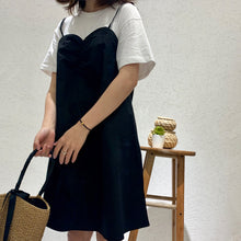 Load image into Gallery viewer, Summer 2019 new Korean version of women's A-shaped skirt wrapped chest stitching dress fake two sets of micro-merchant supply 3625