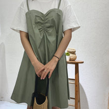 Load image into Gallery viewer, Summer 2019 new Korean version of women's A-shaped skirt wrapped chest stitching dress fake two sets of micro-merchant supply 3625