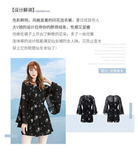 Load image into Gallery viewer, 2019 Summer new boutique women's printing loose shorts lady chic thin chiffon jumpsuit 88808