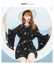 Load image into Gallery viewer, 2019 Summer new boutique women's printing loose shorts lady chic thin chiffon jumpsuit 88808