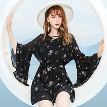 Load image into Gallery viewer, 2019 Summer new boutique women's printing loose shorts lady chic thin chiffon jumpsuit 88808
