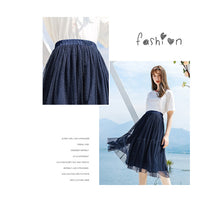 Load image into Gallery viewer, 2009 Summer New Brand Women's Wear Elastic Ribbon Stitching Baitao Lady Chic Mesh Pleated Half-length Skirt 25062