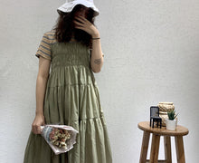 Load image into Gallery viewer, 2019 Summer Sweet Temperament Korean Women's Short Sleeve Crewneck Big Pendulum Dress Microfinance Supply 3630