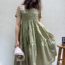 Load image into Gallery viewer, 2019 Summer Sweet Temperament Korean Women's Short Sleeve Crewneck Big Pendulum Dress Microfinance Supply 3630