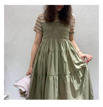 Load image into Gallery viewer, 2019 Summer Sweet Temperament Korean Women's Short Sleeve Crewneck Big Pendulum Dress Microfinance Supply 3630