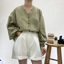 Load image into Gallery viewer, 2019 summer temperament regular cardigan long sleeve V-neck loose blouse wholesale 3633