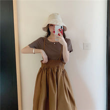 Load image into Gallery viewer, 2009 New Korean Version Loose Design Sense Slip Skirt Half-length Skirt + 100 Sets of Simple Card T-shirt 9923