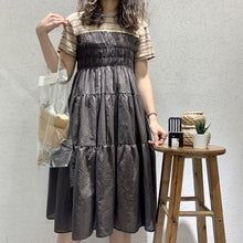 Load image into Gallery viewer, 2019 Summer Sweet Temperament Korean Women's Short Sleeve Crewneck Big Pendulum Dress Microfinance Supply 3630