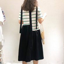 Load image into Gallery viewer, The 2019 summer new women's straps striped two-piece Korean dress suit micro supply 3660