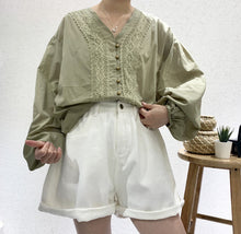 Load image into Gallery viewer, 2019 summer temperament regular cardigan long sleeve V-neck loose blouse wholesale 3633