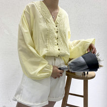 Load image into Gallery viewer, 2019 summer temperament regular cardigan long sleeve V-neck loose blouse wholesale 3633