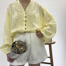 Load image into Gallery viewer, 2019 summer temperament regular cardigan long sleeve V-neck loose blouse wholesale 3633