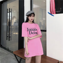 Load image into Gallery viewer, 2019 New Korean version of carefully machine leisure set loose large version of T-shirt letters printed dress 8038