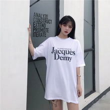 Load image into Gallery viewer, 2019 New Korean version of carefully machine leisure set loose large version of T-shirt letters printed dress 8038