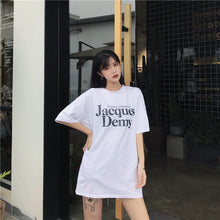 Load image into Gallery viewer, 2019 New Korean version of carefully machine leisure set loose large version of T-shirt letters printed dress 8038
