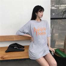 Load image into Gallery viewer, 2019 New Korean version of carefully machine leisure set loose large version of T-shirt letters printed dress 8038