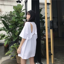 Load image into Gallery viewer, 2019 New Korean version of carefully machine leisure set loose large version of T-shirt letters printed dress 8038