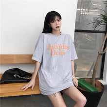 Load image into Gallery viewer, 2019 New Korean version of carefully machine leisure set loose large version of T-shirt letters printed dress 8038