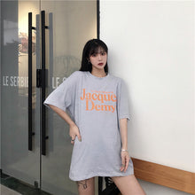 Load image into Gallery viewer, 2019 New Korean version of carefully machine leisure set loose large version of T-shirt letters printed dress 8038
