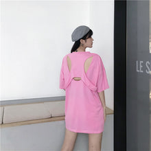 Load image into Gallery viewer, 2019 New Korean version of carefully machine leisure set loose large version of T-shirt letters printed dress 8038