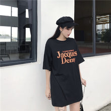 Load image into Gallery viewer, 2019 New Korean version of carefully machine leisure set loose large version of T-shirt letters printed dress 8038